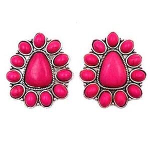 Fuchsia Concho Post Earrings | Western Stone Studs